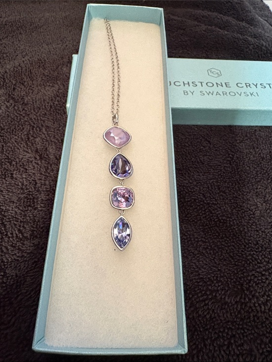 Touchstone Crystal Jewelry - Touchstone Crystal Lavender Multi-Stone Drop Necklace